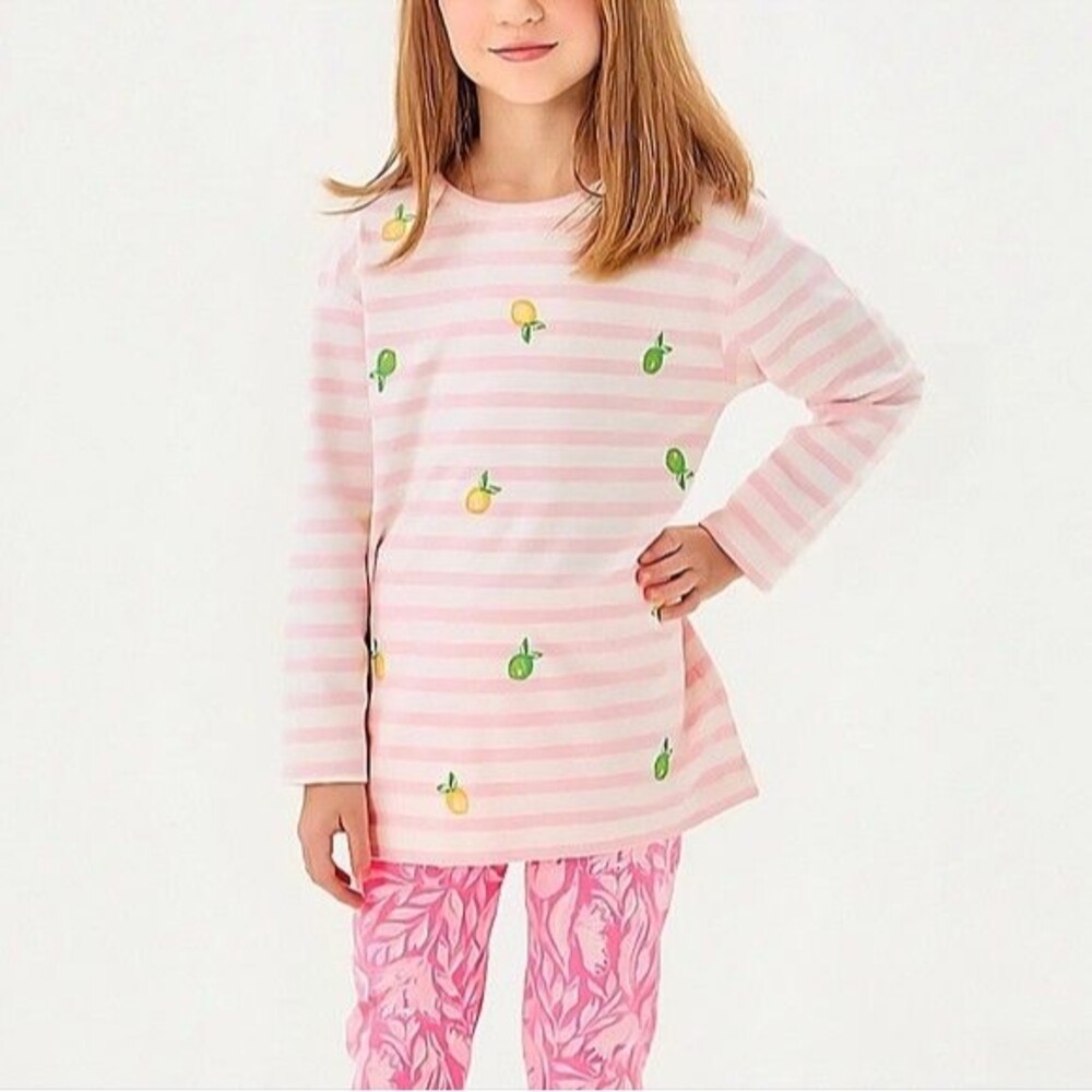 Lilly Pulitzer Mini Ballad Striped Embroidered Sweatshirt Top M 6-7 Yrs 287809